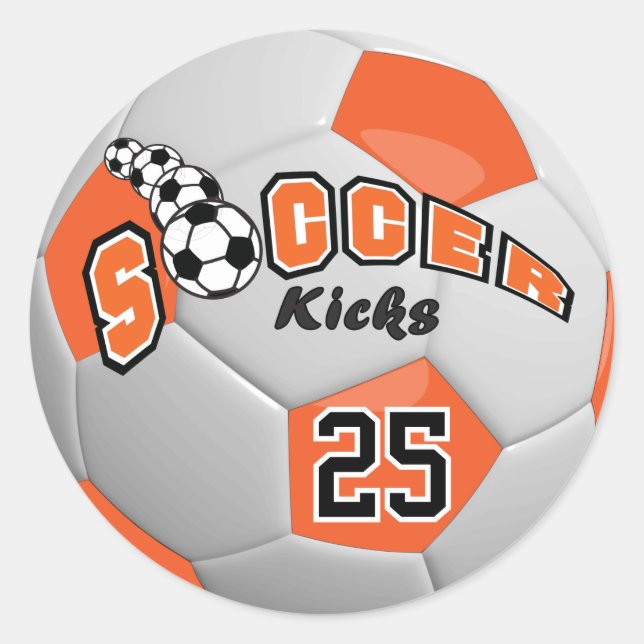 Fußballtritte | Orange Runder Aufkleber (Vorderseite)