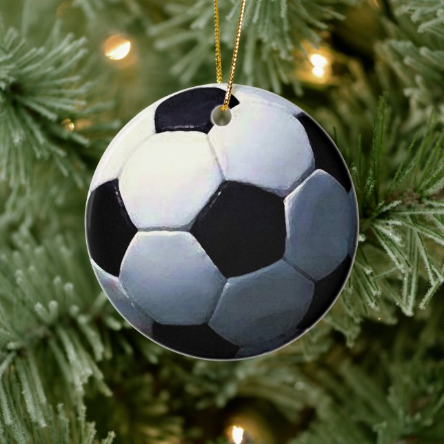 Fußballverzierungen - Fußballball Keramik Ornament (Baum)