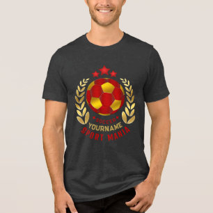 Fußballwappen in fett rotem Gold Tri-Blend Shirt