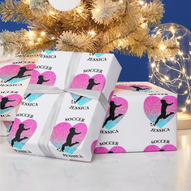 Fußbärenherz mit Name Geschenkpapier (Feiertage)