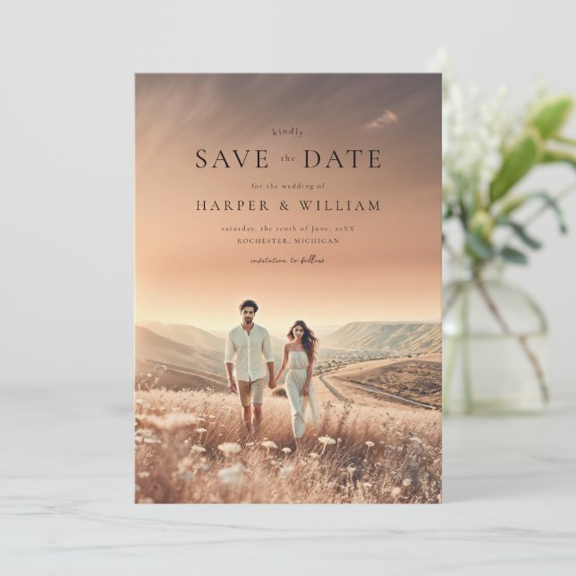 Fußblätter Save the Date Einladung (Stehend Vorderseite)