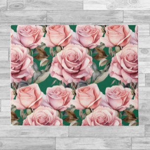 Fußbodenmatte - Rosa Rosen und Grün Fußmatte
