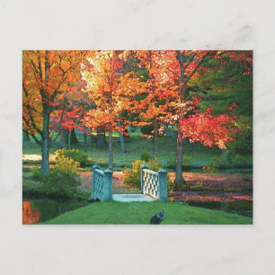 Fußbrücke im Herbst Postkarte