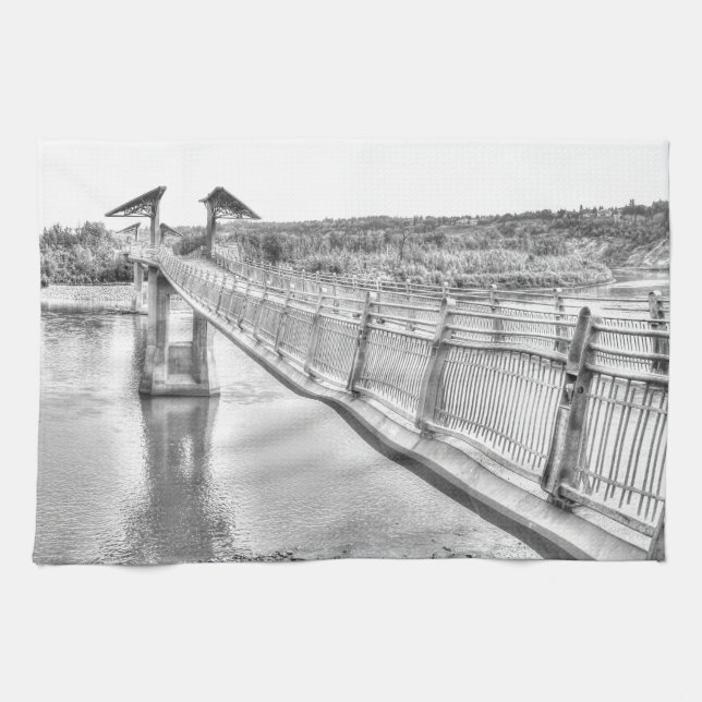 Fußbrücke über den Fluss North Saskatchewan Küchentuch (Horizontal)