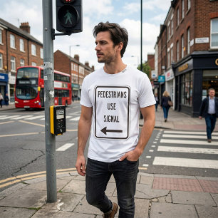 Fußgänger Benutzen Verkehrszeichen Männer T-Shirt