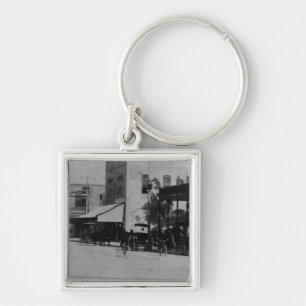 Fußgänger, Radfahrer und Pferdwagen Schlüsselanhänger