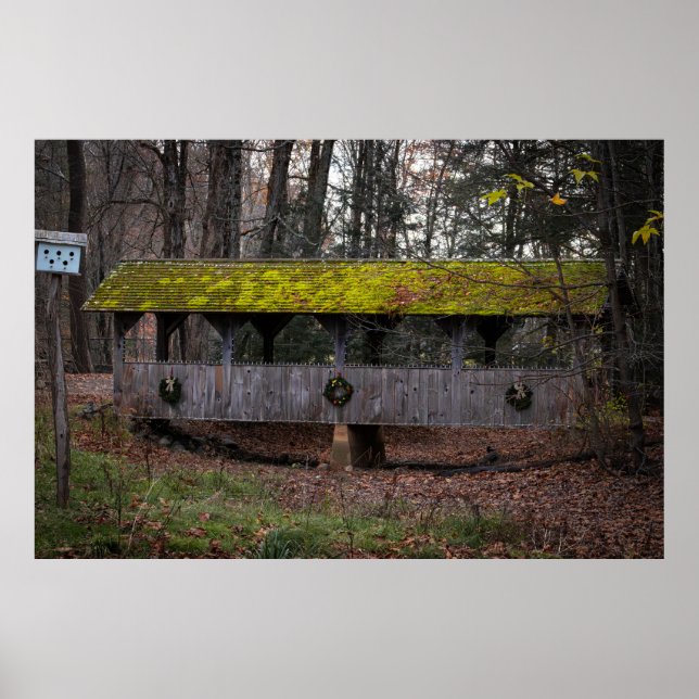 Fußgängerbrücke im Herbst Poster (Vorne)