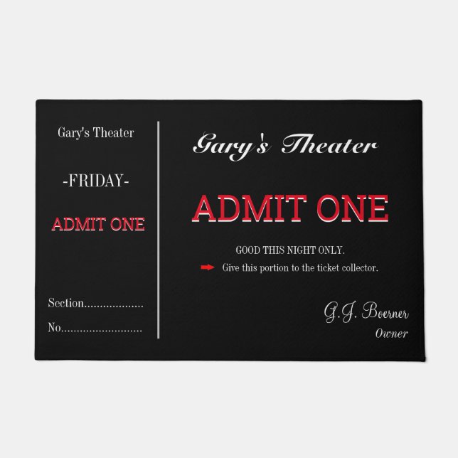 Fußmatte Heimkino TV Zimmer Ticket Teppich (Vorderseite)