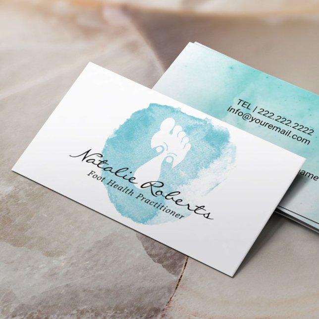 Fußreflexzonenmassage Wellness-Center Wasserfarben Visitenkarte (Von Creator hochgeladen)