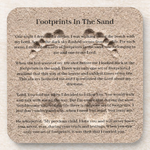 Fußspuren im Christlichen Sandgebet Getränkeuntersetzer