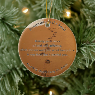 Fußspuren im Sand Gedicht-Geschenk Keramik Ornament