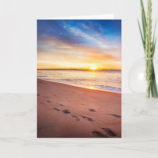 Fußspuren im Sandgedicht Dankeskarte (Vorderseite)