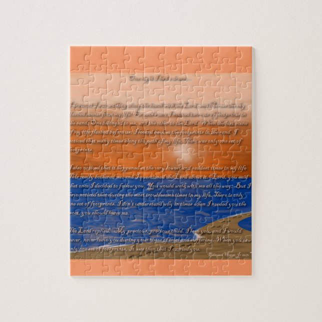 Fußspuren im Sandgedicht Puzzle (Vertikal)