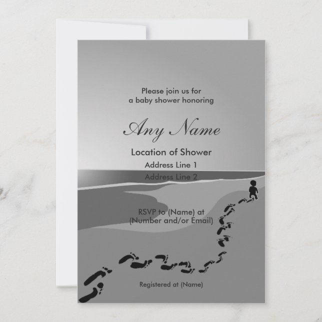 Fußspuren in den Einladungen zur Kinderdusche (Vorderseite)