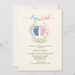 Fußstapfen von Jungen oder Mädchen Gender Reveal P Einladung