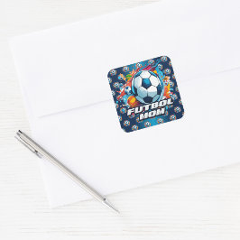 Futbol Mama Soccer Ball Muster Quadratischer Aufkleber