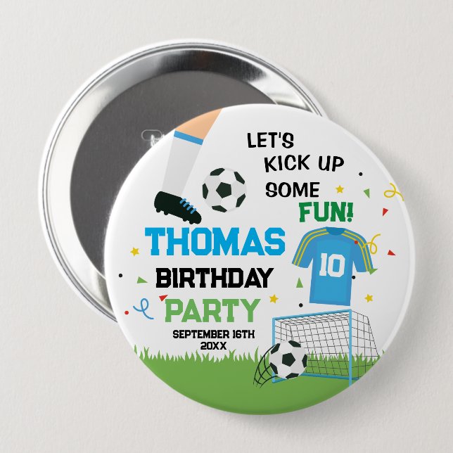 Futbol Soccer Birthday party  Button (Vorne & Hinten)