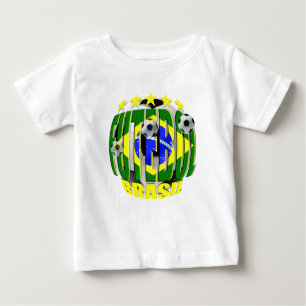 Futebol Fünf-Sternegeschenke runden Brasilien Baby T-shirt