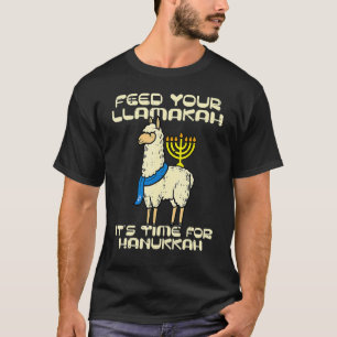Füttere Dein Llamakah Llama Hanukkah Schlafanzug C T-Shirt