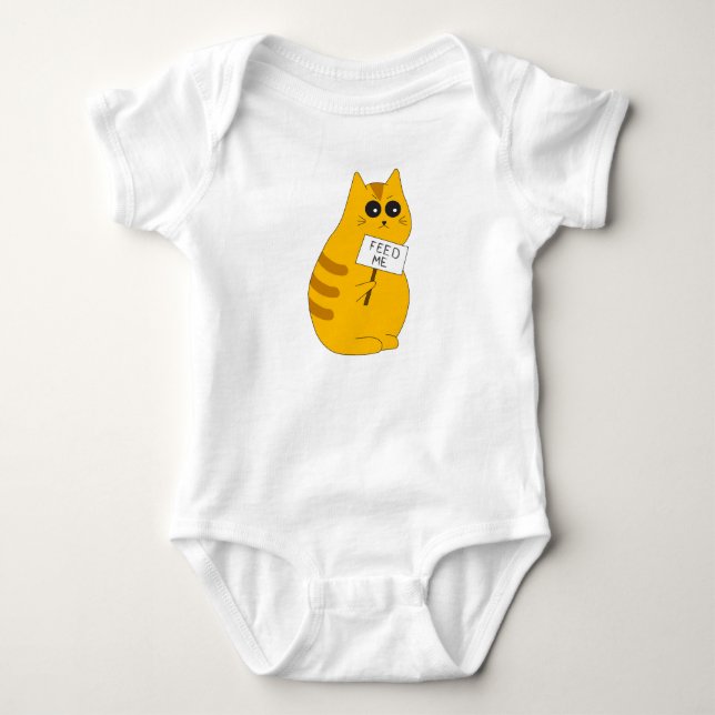"Füttere mich" Lustiger Katzengesamtkörperanzug Baby Strampler (Vorderseite)