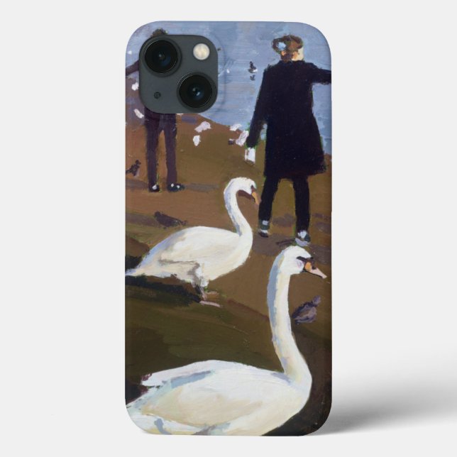 Füttern der Schwäne in dem runden Teich Case-Mate iPhone Hülle (Rückseite)