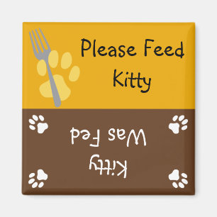 Füttern Sie die Katze Magnet