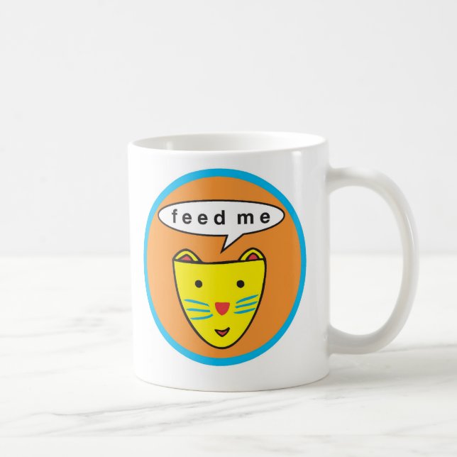 "Füttern Sie mir" Katzen-Logo-Tasse Kaffeetasse (Rechts)