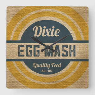 Füttern Sie Sack Vintagen Leinwand-Blick-Mais-Sac Quadratische Wanduhr