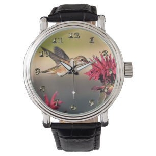 Fütternd Hummingvogel-Blume Armbanduhr