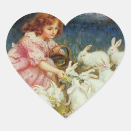 Fütternd Kaninchen Herz-Aufkleber