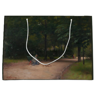 Fütternd Vögel im Park (von Paul Peel) Große Geschenktüte