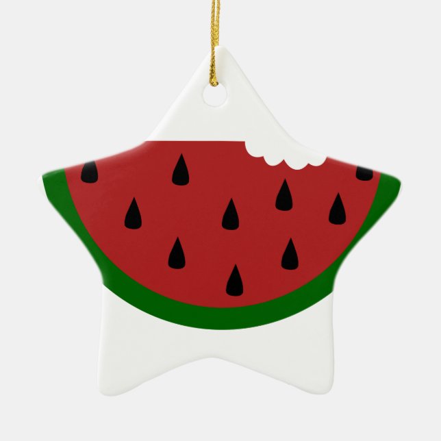 Futterschnitzel, gesteppt, Wassermelone Keramik Ornament (Vorne)