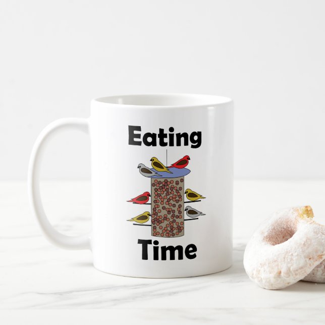 Futterstelle für Vögel im Garten zur Fütterungszei Kaffeetasse (Mit Donut)