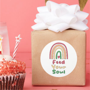 Füttre dein Soul motivierend bunten Boho Regenboge Runder Aufkleber