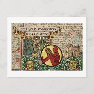Füttre deine Fantasie: Buch lesen Postkarte