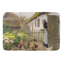 Füttre der Hühner (von H.A. Brendekilde) Badematte