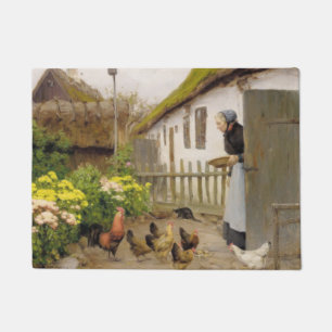 Füttre der Hühner (von H.A. Brendekilde) Fußmatte