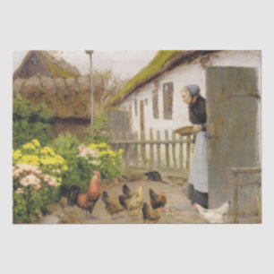 Füttre der Hühner (von H.A. Brendekilde) Seidenpapier