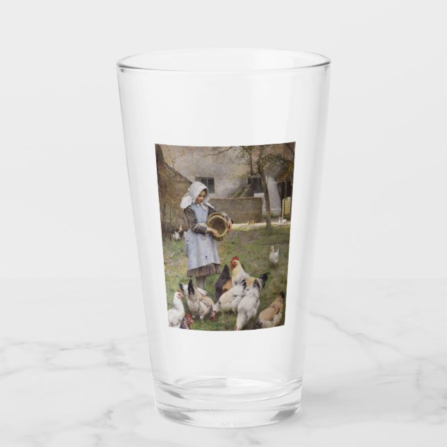 Füttre der Hühner (von Walter Frederick Osborne) Glas (Vorderseite)