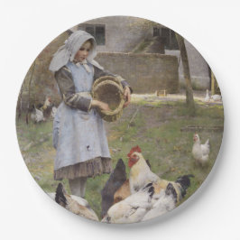 Füttre der Hühner (von Walter Frederick Osborne) Pappteller