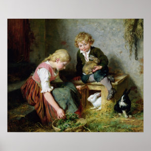 Füttre der Kaninchen Poster