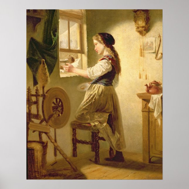 Füttre der Vögel im Winter Poster (Vorne)