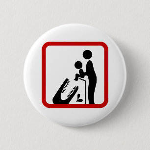 Füttre kein Baby zum Krokodil-Zoozeichen Button