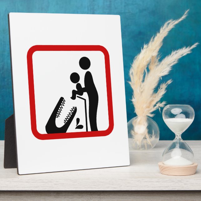 Füttre kein Baby zum Krokodil-Zoozeichen Fotoplatte (Seite)