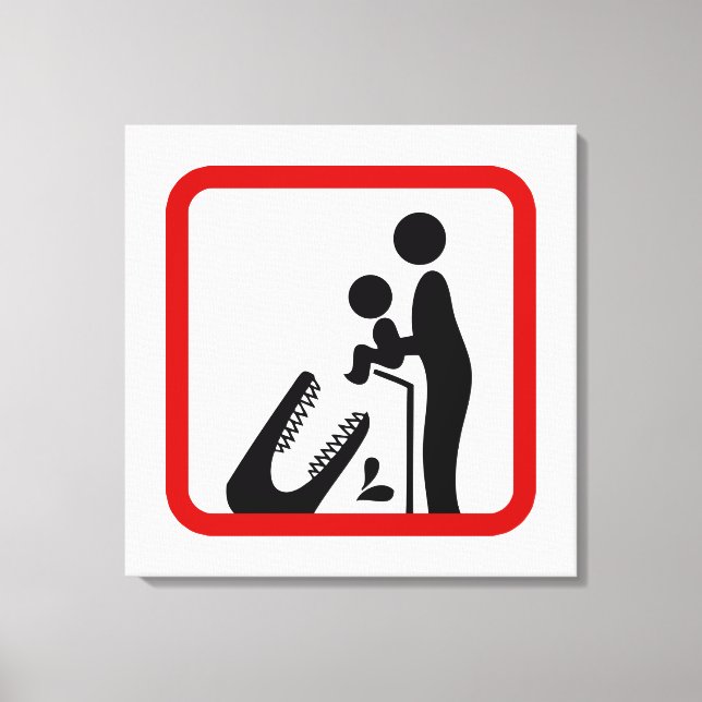 Füttre kein Baby zum Krokodil-Zoozeichen Leinwanddruck (Vorderseite)