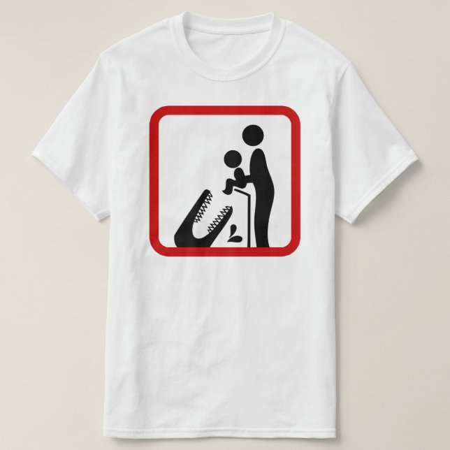 Füttre kein Baby zum Krokodil-Zoozeichen T-Shirt (Design vorne)