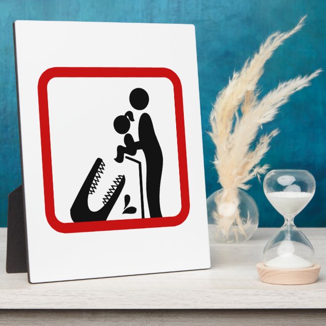 Füttre keine Tochter zum Krokodil-Zoozeichen Fotoplatte (Seite)