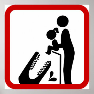 Füttre keine Tochter zum Krokodil-Zoozeichen Poster