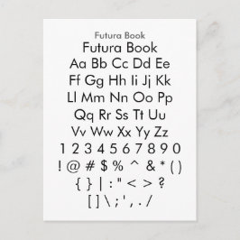 Futura Book - Zazzle-Schriftart-Musterblatt Postkarte