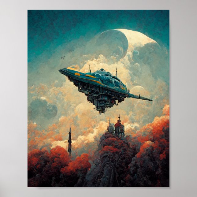 Future Airship SciFi Art Poster (Vorne)